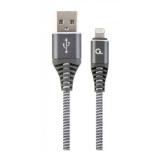 USB кабель Cablexpert CC-USB2B-AMLM-1M-WB2 Apple iPhone SE 2022, iPhone 14 Pro Max, iPhone 14 Plus, iPhone 14 Pro, iPhone 14, iPhone 13 Pro, iPhone 13 Mini, iPhone 13, iPhone 13 Pro Max, iPhone 12 Mini, Lightning, 1.0 м., Сірий