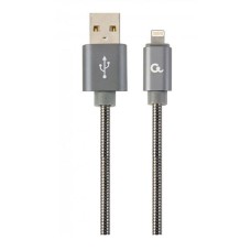 USB кабель Cablexpert CC-USB2S-AMLM-2M-BG Apple iPhone SE 2022, iPhone 14 Pro Max, iPhone 14 Plus, iPhone 14 Pro, iPhone 14, iPhone 13 Pro, iPhone 13 Mini, iPhone 13, iPhone 13 Pro Max, iPhone 12 Mini, iPhone 12 Pro Max, Lightning, 2.0 м., Сірий