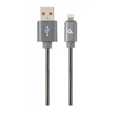 USB кабель Cablexpert CC-USB2S-AMLM-1M-BG Apple iPhone SE 2022, iPhone 14 Pro Max, iPhone 14 Plus, iPhone 14 Pro, iPhone 14, iPhone 13 Pro, iPhone 13 Mini, iPhone 13, iPhone 13 Pro Max, iPhone 12 Mini, iPhone 12 Pro Max, Lightning, 1.0 м., Сірий