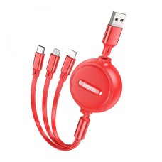 USB кабель Hoco X75 Apple iPhone SE 2022, iPhone 14 Pro Max, iPhone 14 Plus, iPhone 14 Pro, iPhone 14, iPhone 12 Mini, iPhone 12 Pro Max, iPhone 12 Pro, iPhone 12, iPhone SE 2020, iPad PRO 9.7 2018, Type-C, Lightning, MicroUSB, 1.0 м., Червоний