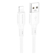 USB кабель Borofone BX80 Succeed Apple iPhone SE 2022, iPhone 14 Pro Max, iPhone 14 Plus, iPhone 14 Pro, iPhone 14, iPhone 13 Pro, iPhone 13 Mini, iPhone 13, iPhone 13 Pro Max, iPhone 12 Mini, iPhone 12 Pro Max, Lightning, 1.0 м., Білий