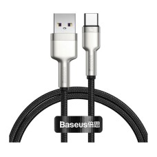 USB кабель Baseus CATJK-A01 Cafule Metal, Type-C, 1.0 м., Чорний