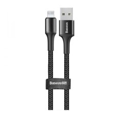 USB кабель Baseus CALGH-A01 Halo Data Apple iPhone SE 2022, iPhone 14 Pro Max, iPhone 14 Plus, iPhone 14 Pro, iPhone 14, iPhone 13 Pro, iPhone 13 Mini, iPhone 13, iPhone 13 Pro Max, iPhone 12 Mini, iPhone 12 Pro Max, Lightning, 0.5 м., Чорний