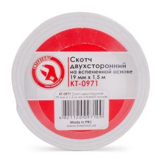 Скотч двосторонній 19мм х 1.5м на спіненій основі INTERTOOL KT-0971