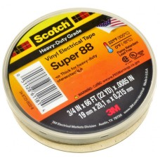 Ізолента 3М Scotch Super 88 19мм, 20м, чорна, 20.0 м., 19 мм., Чорний