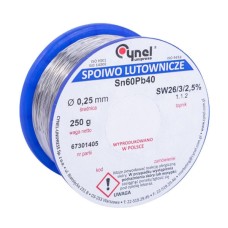 Дротяний припій LC60-0.25, 0.25  Sn-60% Pb-40% 0,25мм 0,250кг Cynel, 250 гр.