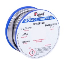 Дротяний припій Sn-60% Pb-40% 3,00мм 250г (WG-01X-01-1-300-4,  LC60-3.00, 0.25), 250 гр.