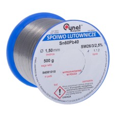 Дротяний припій Sn-60% Pb-40% 1,5мм 0,5кг (WG-01X-01-1-150-4,  LC60-1.50, 0.5), 500 гр.