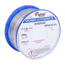 Дротяний припій Sn-60% Pb-40% 1,5мм 0,25кг (WG-01X-01-1-150-4,  LC60-1.50, 0.25), 250 гр.