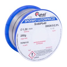 Дротяний припій Sn-60% Pb-40% 1,00мм 0,25кг (WG-01X-01-1-100-4,  LC60-1.00, 0.25), 250 гр.