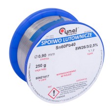 Дротяний припій Sn-60% Pb-40% 0,9мм 0,25кг Cynel (WG-01X-01-1-090-4,  LC60-0.90, 0.25), 250 гр.