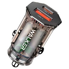 Автомобільний зарядний пристрій Walker WCR-61, USB, 3.0 A, Прозорий