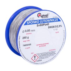 Дротяний припій Sn-60% Pb-40% 0,50мм 0,25кг Cynel (WG-01X-01-1-050-4, LC60-0.50, 0.25), 250 гр.