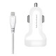 Автомобільний зарядний пристрій WUW T51, MicroUSB, і кабель 2.4 A, Білий