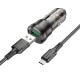Автомобільний зарядний пристрій Borofone BZ23 Brilliant, MicroUSB, і кабель Чорний