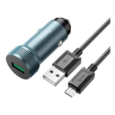 Автомобільний зарядний пристрій Hoco Z49A Level, MicroUSB, і кабель Сірий