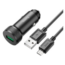 Автомобільний зарядний пристрій Hoco Z49A Level, MicroUSB, і кабель Чорний