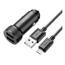 Автомобільний зарядний пристрій Hoco Z49 Level, MicroUSB, і кабель Чорний