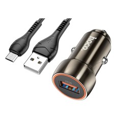 Автомобільний зарядний пристрій Hoco Z46, MicroUSB, і кабель Сірий