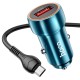 Автомобільний зарядний пристрій Hoco Z46, MicroUSB, і кабель Синій
