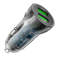 Автомобільний зарядний пристрій Hoco Z47, MicroUSB, З кабелем, Чорний