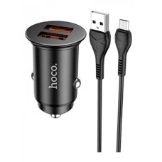 Автомобільний зарядний пристрій Hoco NZ1, MicroUSB, і кабель Чорний