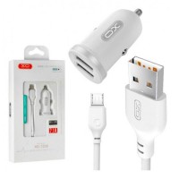 Автомобильное зарядное устройство XO TZ08, С кабелем, MicroUSB, 2.1 A, Белый