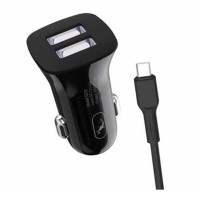 Автомобильное зарядное устройство SkyDolphin SZ08V, С кабелем, MicroUSB, 2.4 A, Черный