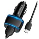 Автомобильное зарядное устройство Borofone BZ14, С кабелем, MicroUSB, 2.4 A, Черный