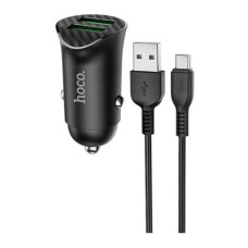 Автомобільний зарядний пристрій Hoco Z39 QC3.0, MicroUSB, і кабель 3.0 A, Чорний