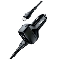 Автомобільний зарядний пристрій Hoco Z36, MicroUSB, З кабелем, 2.4 A, Чорний
