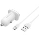 Автомобільний зарядний пристрій Borofone BZ12A QC3.0, MicroUSB, і кабель Білий