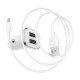 Автомобільний зарядний пристрій Borofone BZ12, MicroUSB, і кабель 2.4 A, Білий