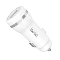 Автомобільний зарядний пристрій Hoco Z27, MicroUSB, З кабелем, 2.4 A, Білий