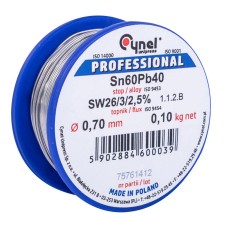 Дротяний припій LC60-0.70, 0.1, Sn-60% Pb-40% 0,70мм 0,1кг, 100 гр.