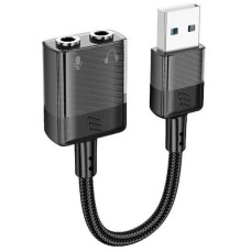 Кабель AUX Hoco LS37 Spirit, USB, 3,5 мм., 0.15 м., Чорний