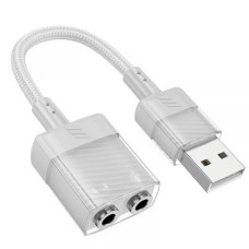 Кабель AUX Hoco LS37 Spirit, USB, 3,5 мм., 0.15 м., Сірий