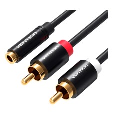 Кабель AUX Vention VAB-R01-B100, RCA, 1.0 м., Чорний