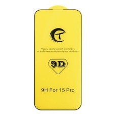 Захисне скло Apple iPhone 15 Pro, Premium Tempered Glass, 3D, Чорний