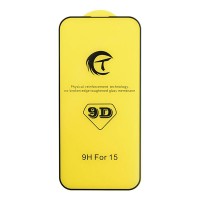 Захисне скло Apple iPhone 15, Premium Tempered Glass, 9D, Чорний