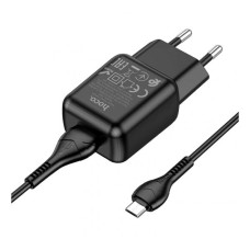 Мережевий зарядний пристрій Hoco C96A, MicroUSB, і кабелем, 2.1 A, Чорний