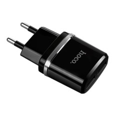 Мережевий зарядний пристрій Hoco C12, MicroUSB, і кабелем, 2.4 A, Чорний