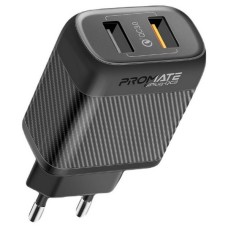 Мережевий зарядний пристрій Promate BiPlug-QC3, Чорний