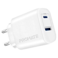 Сетевое зарядное устройство Promate BiPlug-2, Белый