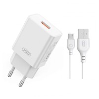 Сетевое зарядное устройство XO L127, с кабелем, MicroUSB, Белый