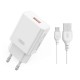 Сетевое зарядное устройство XO L127, с кабелем, MicroUSB, Белый