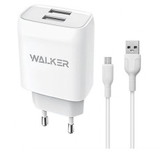 Мережевий зарядний пристрій Walker WH-31, MicroUSB, і кабелем, 2.1 A, Білий