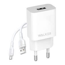 Мережевий зарядний пристрій Walker WH-26, MicroUSB, і кабелем, 2.1 A, Білий