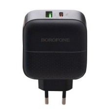 Мережевий зарядний пристрій Borofone BA46A PD+QC3.0 Apple iPhone SE 2022, iPhone 14 Pro Max, iPhone 14 Plus, iPhone 14 Pro, iPhone 14, iPhone 13 Pro, iPhone 13 Mini, iPhone 13, iPhone 13 Pro Max, iPhone 12 Mini, iPhone 12 Pro Max, Lightning, і кабелем, Бі