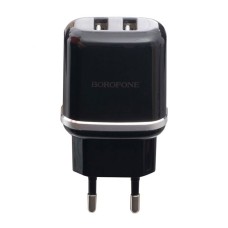 Мережевий зарядний пристрій Borofone BA25A, MicroUSB, і кабелем, 2.4 A, Чорний